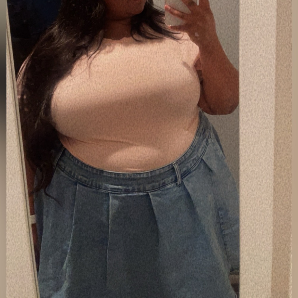 Sweet Society Light Indigo Belted Denim Skirt